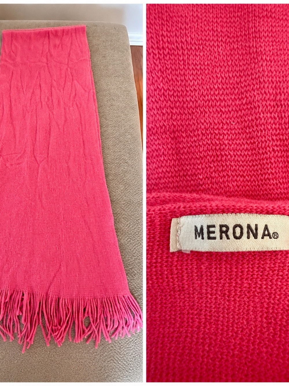 Merona Bright Pink Knit Fringe Scarf